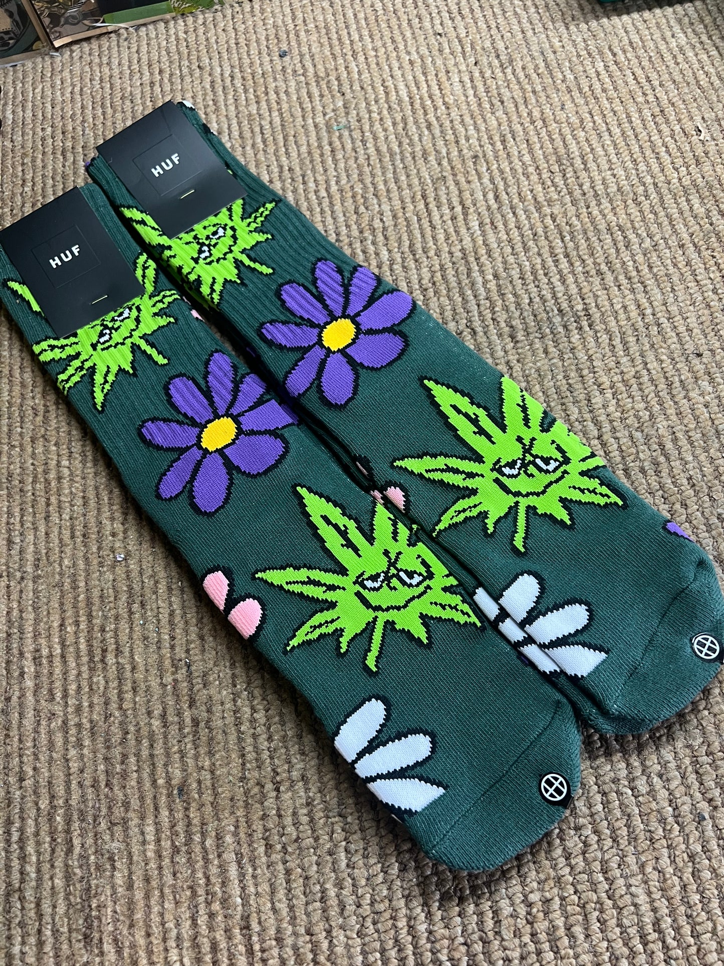 HUF Green Buddy Blossom Sock Green