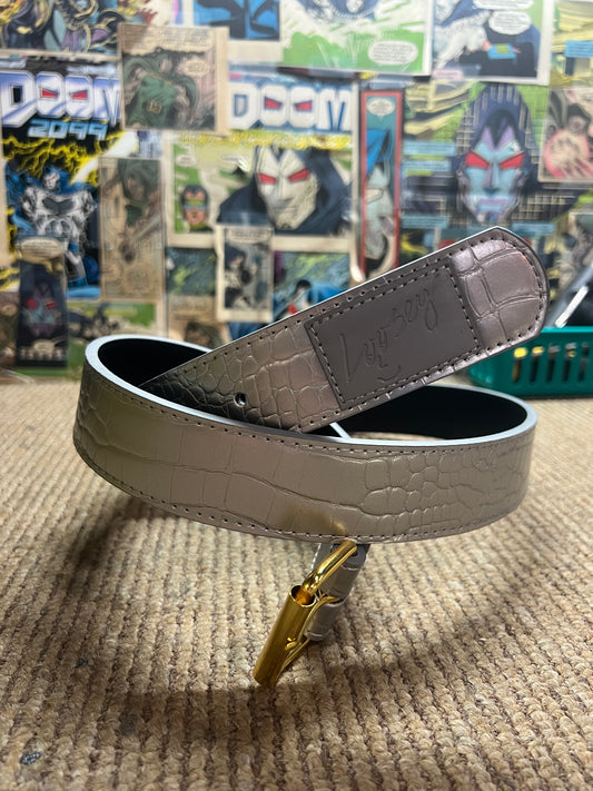 Loosey Loves You Silver Croc Belt